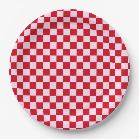 Retro Jingle And Mingle Christmas Checkerboard Red Papieren Bordje (Voorkant)