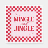 Retro Jingle And Mingle Christmas Checkerboard Red Servet (Voorkant)