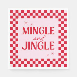 Retro Jingle And Mingle Christmas Checkerboard Red Servet