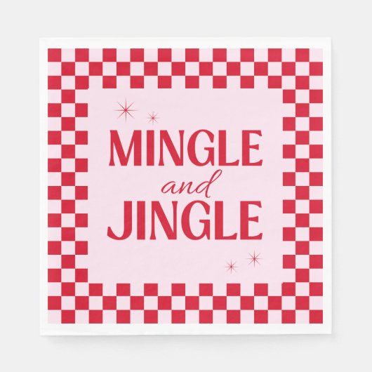 Retro Jingle And Mingle Christmas Checkerboard Red Servet (Voorkant)
