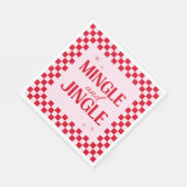 Retro Jingle And Mingle Christmas Checkerboard Red Servet (Hoek)