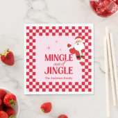 Retro Jingle And Mingle Christmas Checkerboard Red Servet (Insitu)