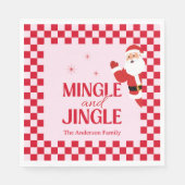 Retro Jingle And Mingle Christmas Checkerboard Red Servet (Voorkant)