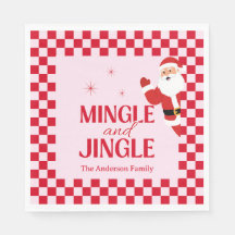 Retro Jingle And Mingle Christmas Checkerboard Red