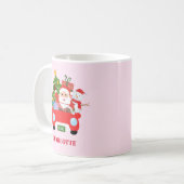 Retro Jingle And Mingle Christmas Santa Red Koffiemok (Voorkant links)