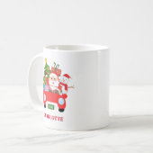 Retro Jingle And Mingle Christmas Santa Red Koffiemok (Voorkant links)