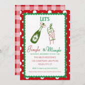 Retro Jingle and Mingle Holiday Cocktail Party Kaart (Voorkant / Achterkant)