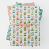 Retro Jingle Bells Kerst Wrapping Paper Set (In situ)