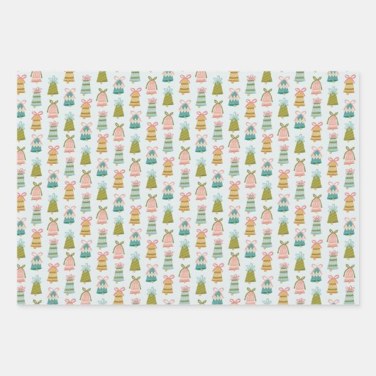 Retro Jingle Bells Kerst Wrapping Paper Set (Voorkant)