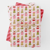 Retro Jingle Bells Kerst Wrapping Paper Set (In situ)