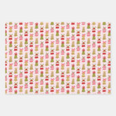 Retro Jingle Bells Kerst Wrapping Paper Set (Voorkant)