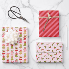 Retro Jingle Bells Kerst Wrapping Paper Set