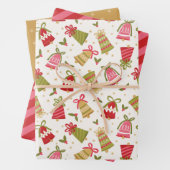 Retro Jingle Bells Kerst Wrapping Paper Set (In situ)