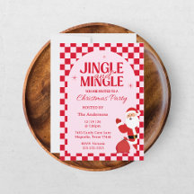 Retro Jingle En Mingle Kerst Checkerboard Rood