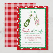 Retro Jingle en Mingle Kerstborrel Kaart (Voorkant / Achterkant)