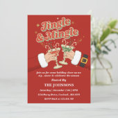 Retro Jingle & Mingle Editable Christmas Party Kaart (Staand voorkant)