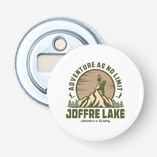 Retro Joffre Lake Wandeltocht Button Flesopener (Voorkant)