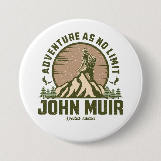 Retro John Muir Hike Ronde Button 7,6 Cm (Voorkant)