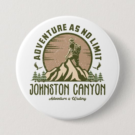 Retro Johnston Canyon Hike Ronde Button 7,6 Cm (Voorkant)