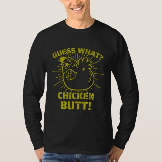 Retro Jokes raad eens wat kip Butt!W T-shirt (Voorkant)