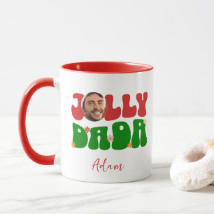 Retro Jolly Dada Custom Naam & Foto Kerstmis Mok