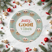 Retro "Jolly Good Vibes" Kerstfeest Papieren Bordje
