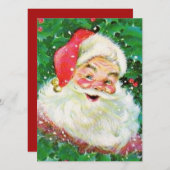  Retro Jolly Holly Santa Claus Feestdagenkaart (Voorkant / Achterkant)