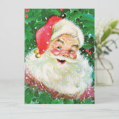  Retro Jolly Holly Santa Claus Feestdagenkaart (Staand voorkant)