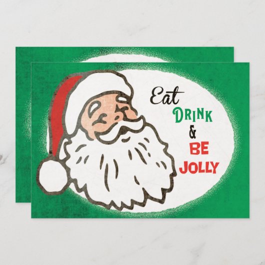 Retro Jolly Kerstfeest Uitnodiging (Voorkant / Achterkant)