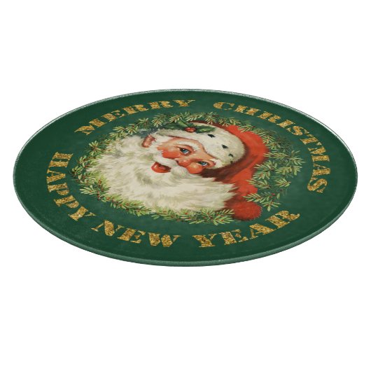 Retro Jolly Old Santa and Wreate Kerstmis Snijplank (Hoek)