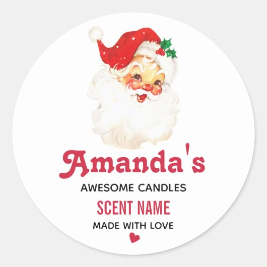 Retro Jolly Old Santa Claus Candle of Soap Ronde Sticker (Voorkant)