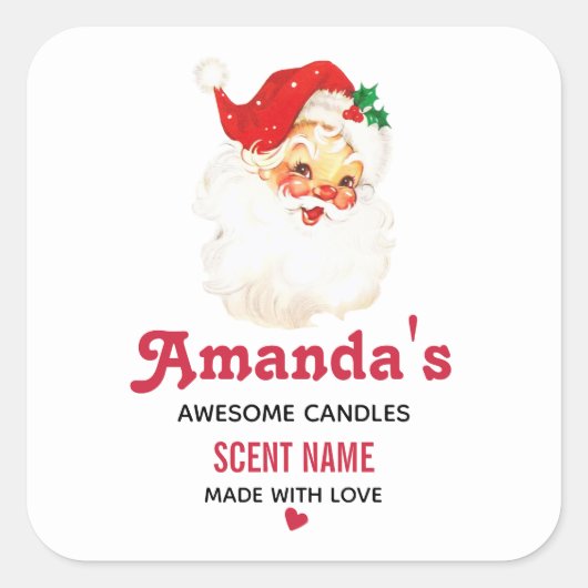 Retro Jolly Old Santa Claus Candle of Soap Vierkante Sticker (Voorkant)