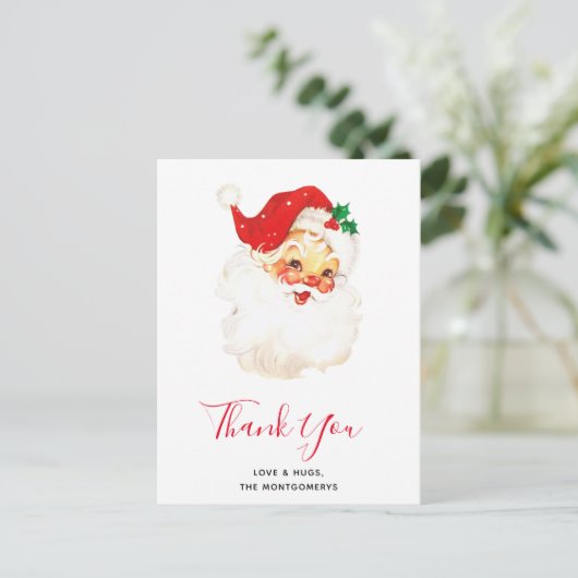 Retro Jolly Old Santa Claus Dank je Briefkaart (Staand voorkant)