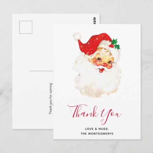 Retro Jolly Old Santa Claus Dank je Briefkaart (Voorkant / Achterkant)
