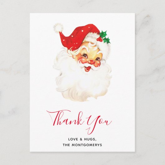  Retro Jolly Old Santa Claus Dank je Briefkaart (Voorkant)