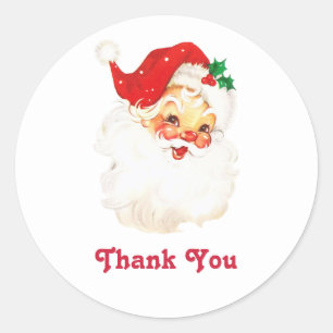  Retro Jolly Old Santa Claus Dank je Ronde Sticker