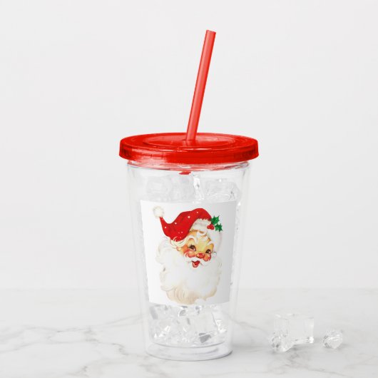  Retro Jolly Old Santa Claus Kerstmis Acryl Drinkbeker (Achterkant ijs)