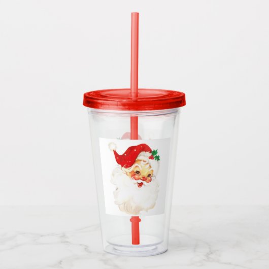  Retro Jolly Old Santa Claus Kerstmis Acryl Drinkbeker (Voorkant)