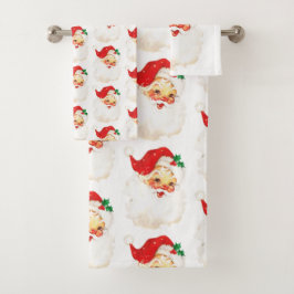  Retro Jolly Old Santa Claus Kerstmis Bad Handdoek