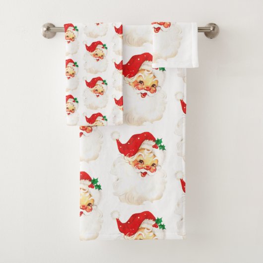 Retro Jolly Old Santa Claus Kerstmis Bad Handdoek (Insitu)