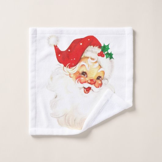 Retro Jolly Old Santa Claus Kerstmis Bad Handdoek (Wasdoekje)