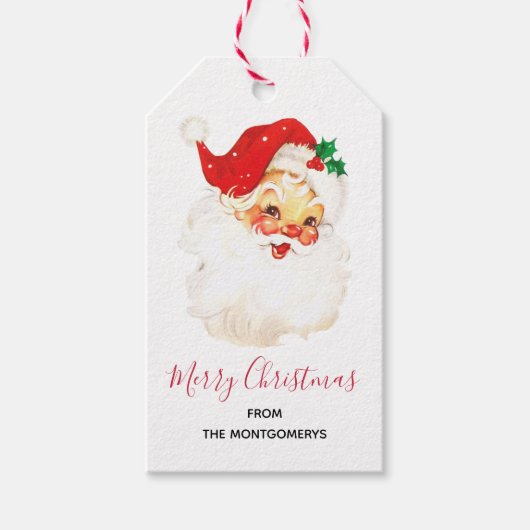  Retro Jolly Old Santa Claus Kerstmis Cadeaulabel (Voorkant)