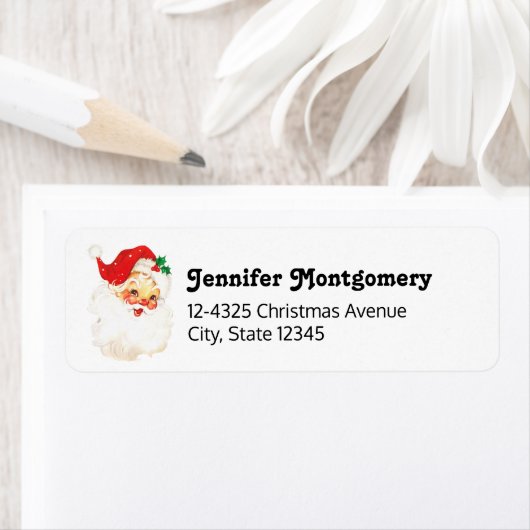 Retro Jolly Old Santa Claus Kerstmis Etiket (Insitu)