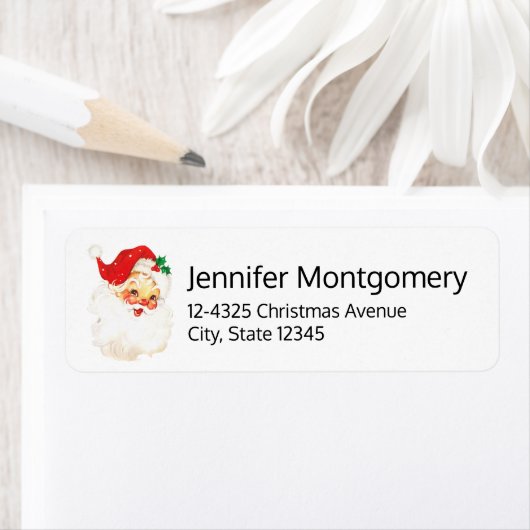 Retro Jolly Old Santa Claus Kerstmis Etiket (Insitu)