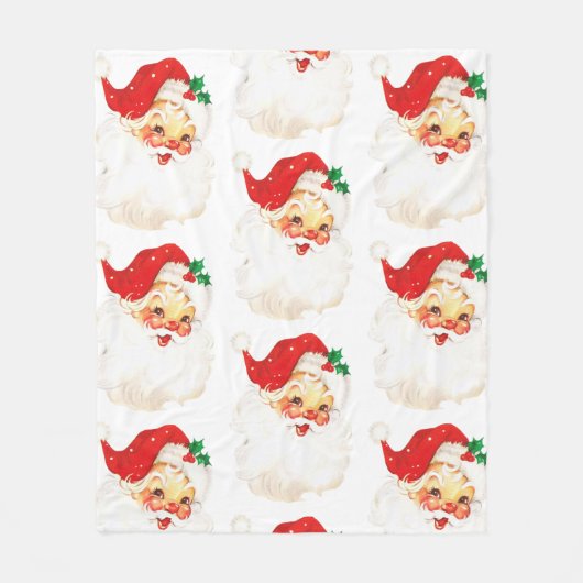  Retro Jolly Old Santa Claus Kerstmis Fleece Deken (Voorkant)