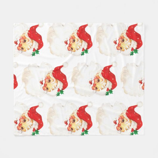  Retro Jolly Old Santa Claus Kerstmis Fleece Deken (Voorkant (Horizontaal))