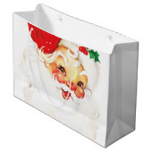 Retro Jolly Old Santa Claus Kerstmis Groot Cadeauzakje (Voorkant Gekanteld)