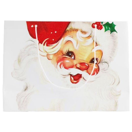 Retro Jolly Old Santa Claus Kerstmis Groot Cadeauzakje (Achterkant)
