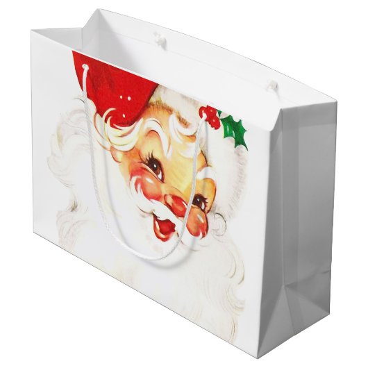 Retro Jolly Old Santa Claus Kerstmis Groot Cadeauzakje (Achterkant Gekanteld)
