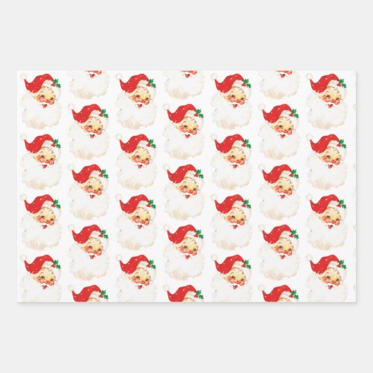 Retro Jolly Old Santa Claus Kerstmis Inpakpapier Vel (Voorkant 3)